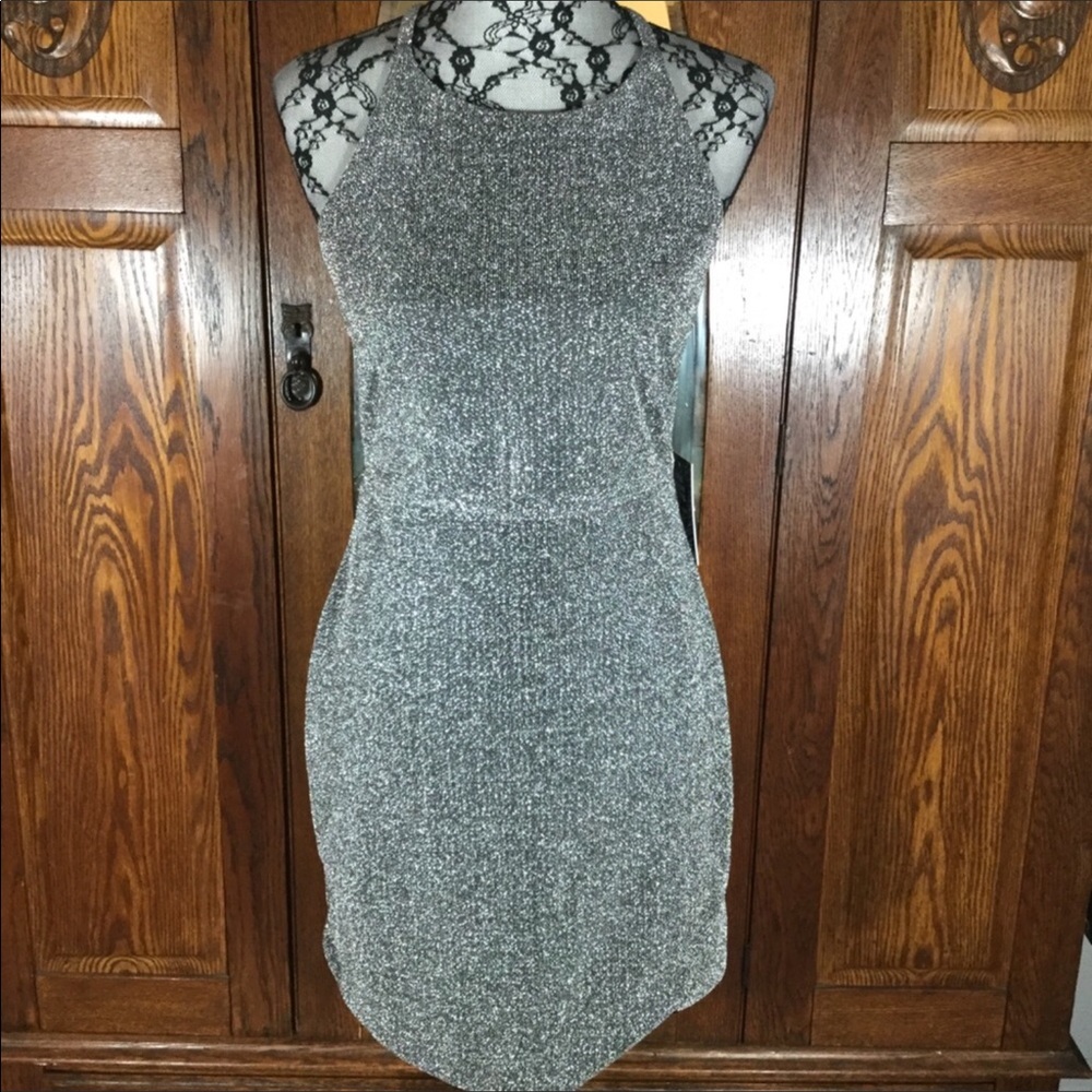 Express Silver & Black Sparkly Sleeveless Dress